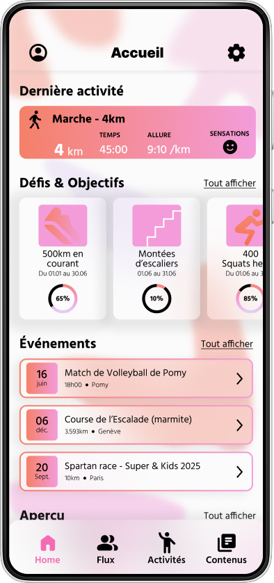 Maquette de l'application Sport Ensemble